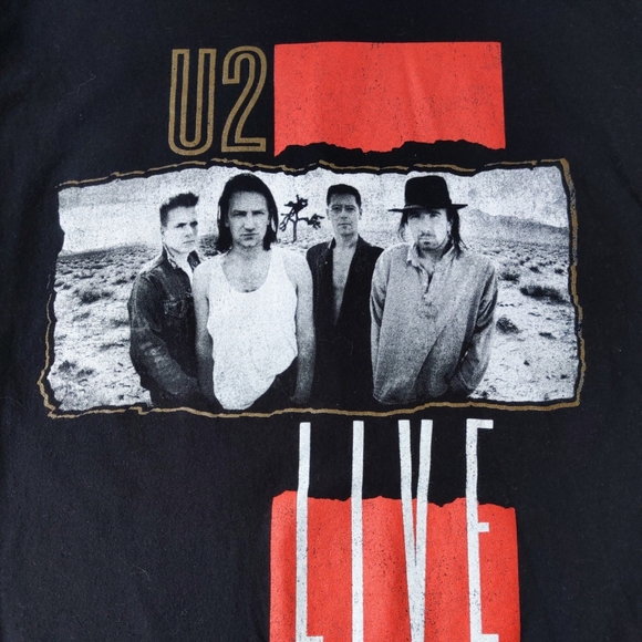 U2 Joshua Tree Band T Shirt Black Red Men's Size Small - Picture 3 of 7